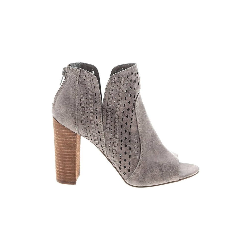 Carlos Santana "Libbie" Peep Toe‎ Block Heel Botties  Zip Back 7.5 Taupe